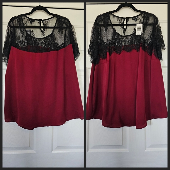 Satin with Lace Trim Blouse 3X NWT OBO - Picture 3 of 5